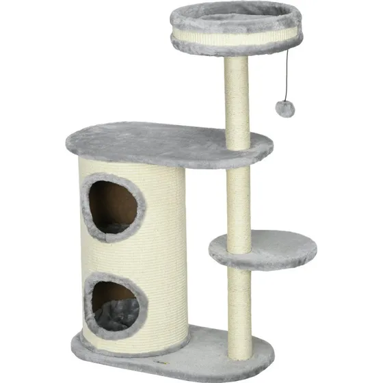 Kradsetræ til katte, grå 59x35x100 cm - sisal & plys