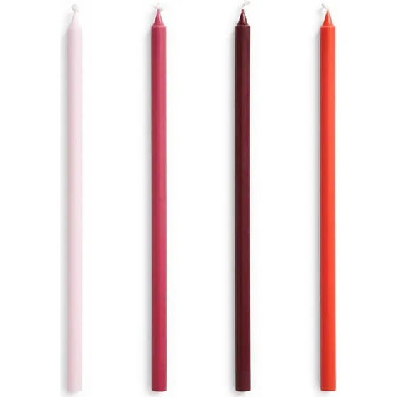 HAY Smalle kronelys 4-pak, Rosa/Rød - Ø 1,2 cm x 30 cm