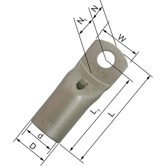 Cu-rørkabelsko KRFN 240mm² M10 - Smal laske