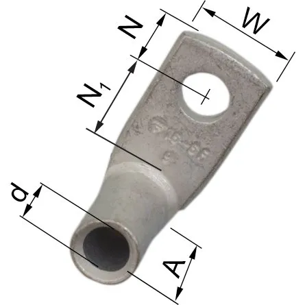 Cu-rørkabelsko KRF-SB 120mm² M10 90° Fortinnet