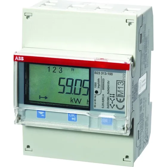 ABB El-måler 3-faset 65A m/M-Bus og LCD-display