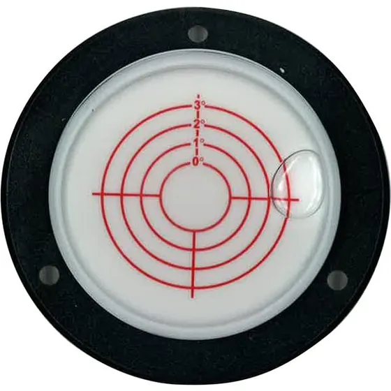 Dåselibelle Ø100 mm med 3 skruehuller og Ø75 mm glas (Type 6)