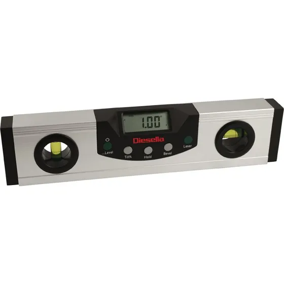 Diesella Digitalt vaterpas 230 mm med krydslaser og LED