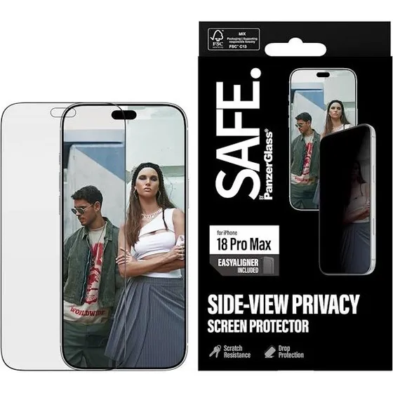 PanzerGlass SAFE. Privacy Skærmbeskytter til iPhone 18 Pro Max - Sort