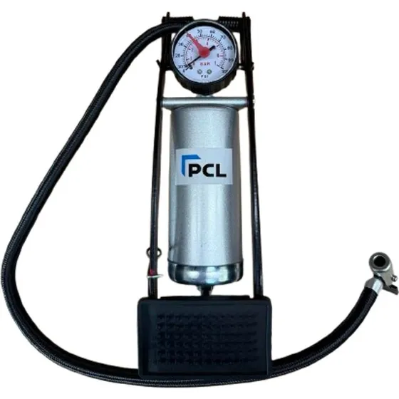 PCL Fodpumpe med stålcylinder og manometer 0-7 bar