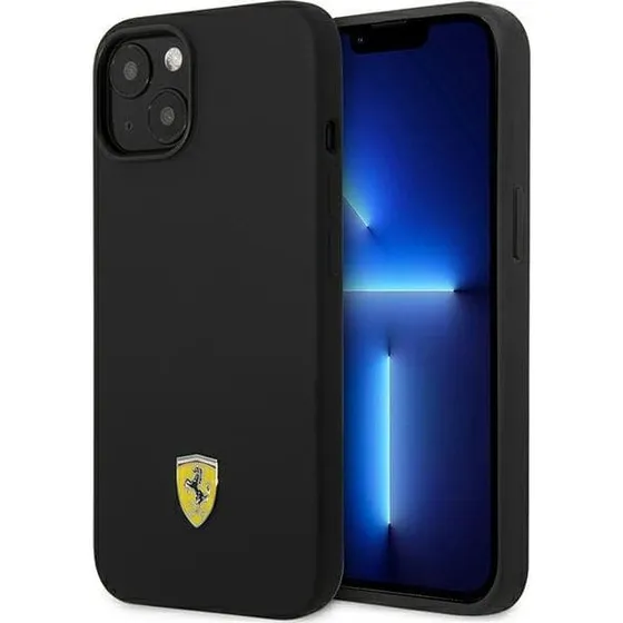 Ferrari Silikone Cover til iPhone 13/14/15 - Sort med metallogo