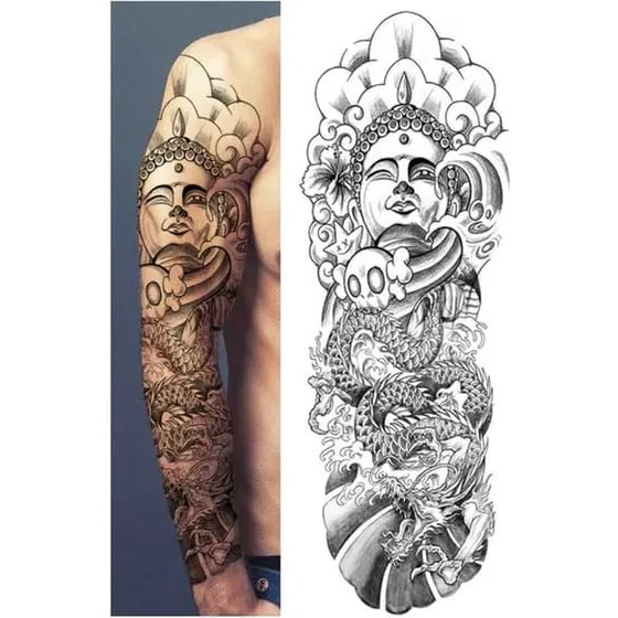 Falsk tatoveringsærmet Buddha