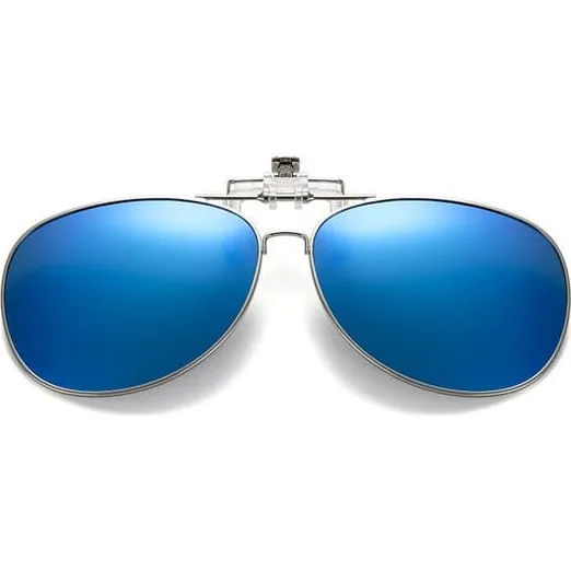 Flip Up Polariserede Pilot Clip-On Solbriller - Metal Blue