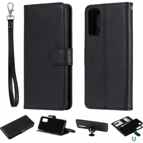 Samsung Galaxy S22 Plus 2-i-1 Magnetisk Tegnebog Sag - Sort
