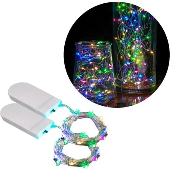 2-Pack Mini LED Light Loop 1m - Batteridrevet, flerfarvet