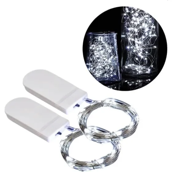 2-pak Mini LED Light Loop 1m - Kold hvid, batteridrevet