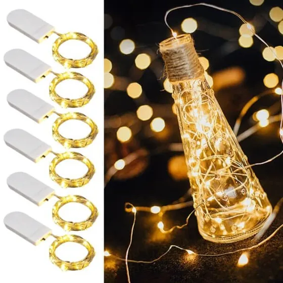 6-pak Mini LED Light Loop 1m - Batteridrevet varm hvid