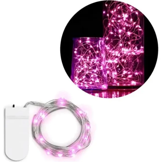 1M Mini LED Light Loop Battery - Drift Pink