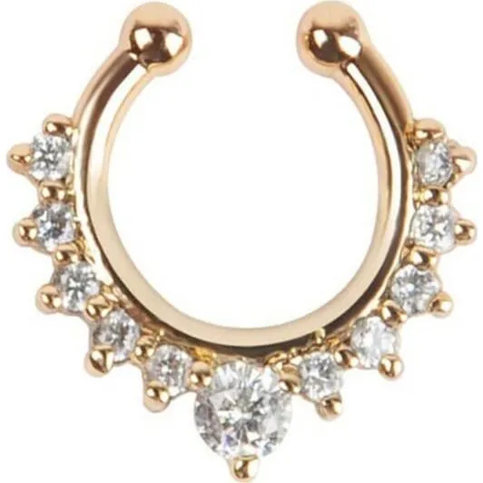 Falsk septum næsering i guld - Rustfrit stål 17x15mm