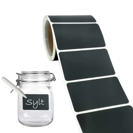 Piffle 120 stk. rektangulære sorte etiketter + kridtpen