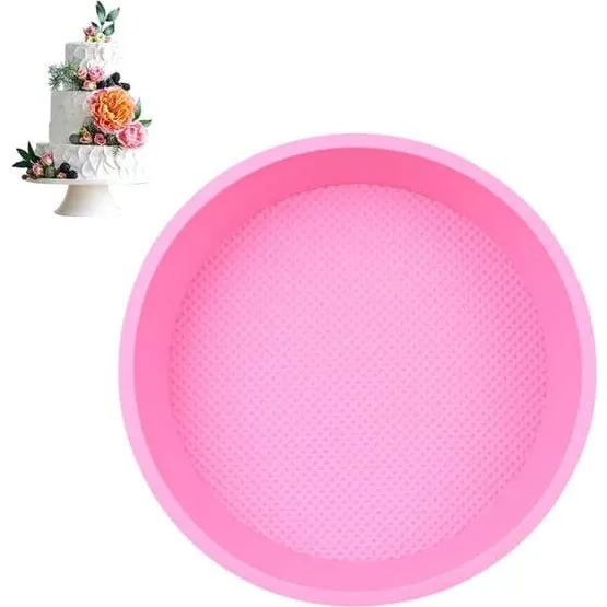 Stor rund silikone bageform i pink, 23 cm