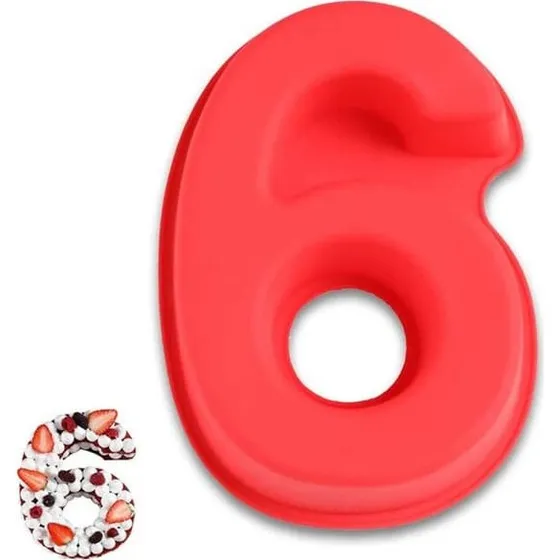 Silikone bageform - Tallet 6 - Rød (27 x 18,8 x 5,8 cm)