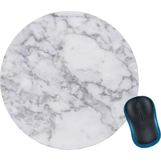 Soft Round Mouse Pad White Marble 20cm