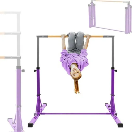 Hauki Foldbar Gymnastikstang, Lilla, Højdejusterbar 95,5-150 cm