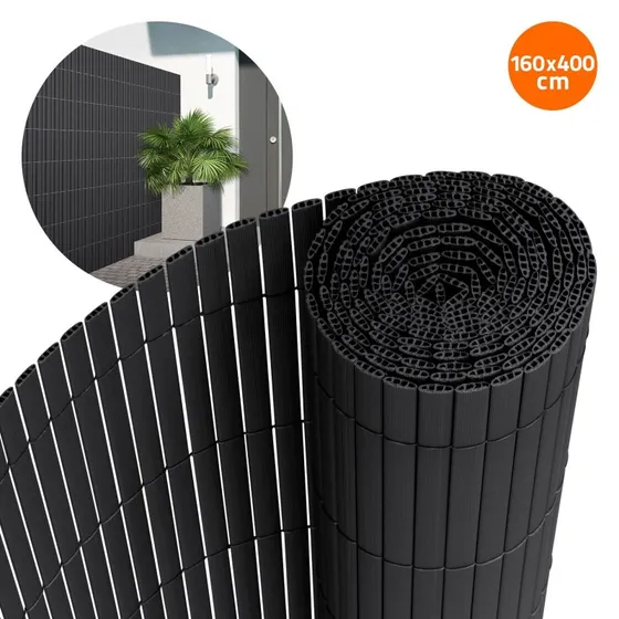 Privatlivshegn PVC Antracit 160x400 cm - UV-resistent