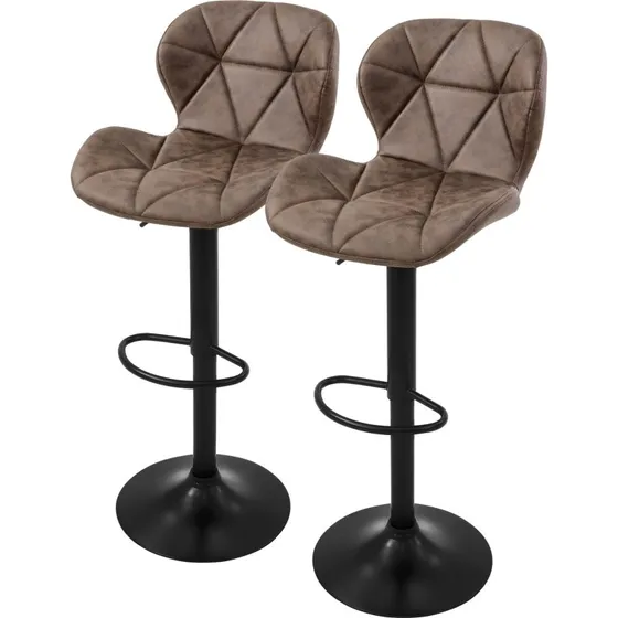 ML-Design Barstol Sæt (2 stk) - Brun Kunstlæder, Højdejusterbar