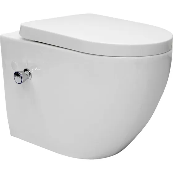 ML-design Væghængt toilet med bidetfunktion, 55,5x36,5x38 cm, Hvid