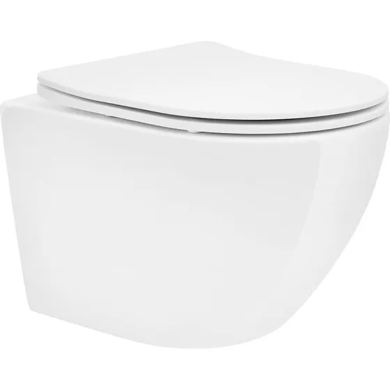 ML-design Kantløst væghængt toilet med nano-belægning, hvid