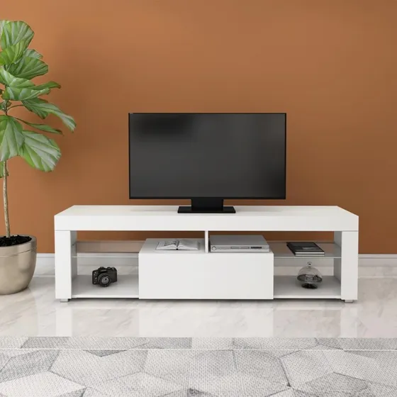 ML Design Wood TV Lowboard i White, 140x51x35 cm