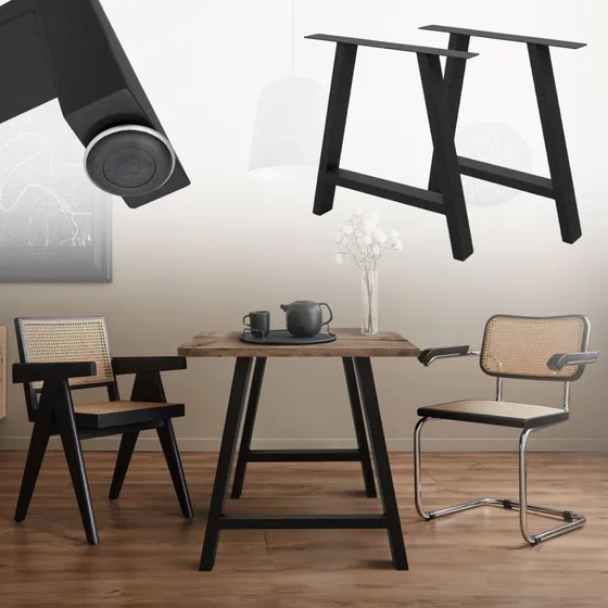 ECD Germany A-form bordstel i sort stål, 70 x 72 cm