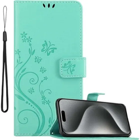 iPhone 15 Pro Pungetui med Blomster og Sommerfugle
