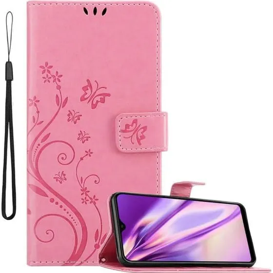 Samsung Galaxy A40 Pungetui med Blomster og Sommerfugle