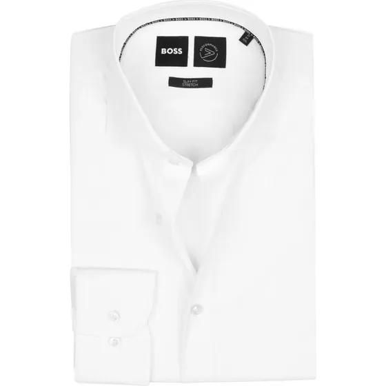 BOSS Hank hvid skjorte i slim-fit, størrelse 45
