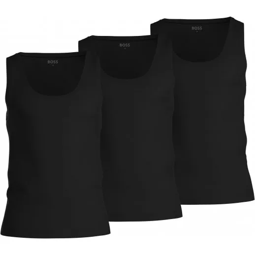 BOSS 3-pak sorte tanktops i 100% bomuld til herre
