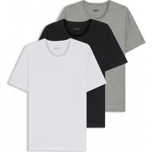 BOSS 3-pak T-shirts i økologisk bomuld - Sort, Grå & Hvid
