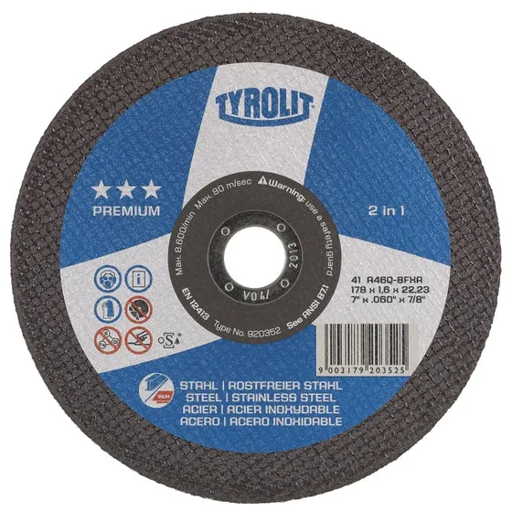 Tyrolit Premium Skæreskive 125x2,5x22,23 Stål/Inox