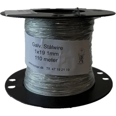 Galv. Stålwire Ø1 mm - 110 m (1x19)