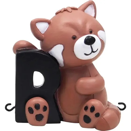 Bogstav R til navnetog med rød panda (håndmalet)