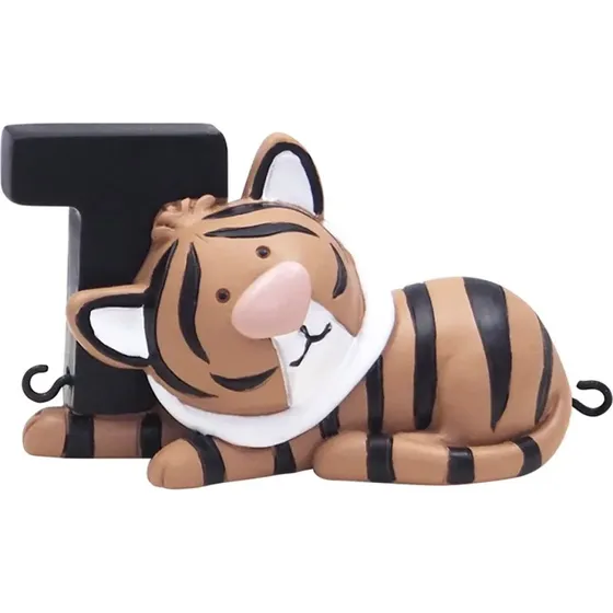 Bogstav T med tiger til navnetog - håndmalet dekorativ vogn