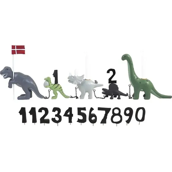 Fødselsdagstog i træ – Dinosaur med 11 tal