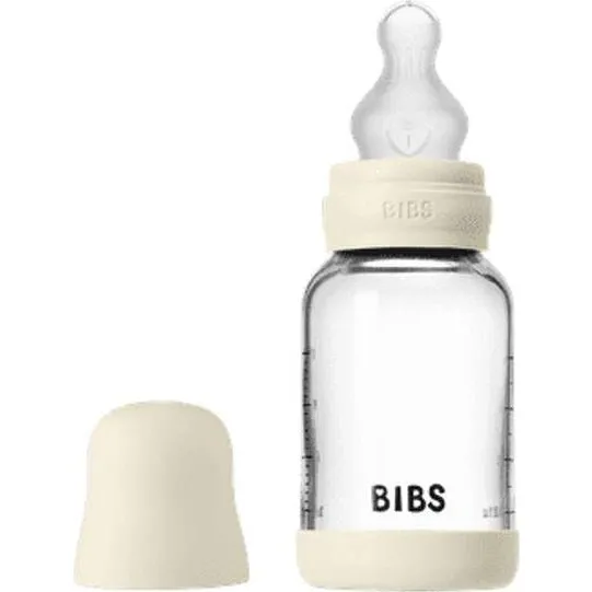 BIBS Glas Sutteflaske 120 ml – Ivory (Slow Flow)