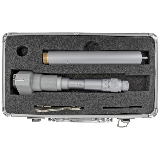 Indvendig 3-punkt mikrometer 50-63mm inkl. forlænger og kontrolring