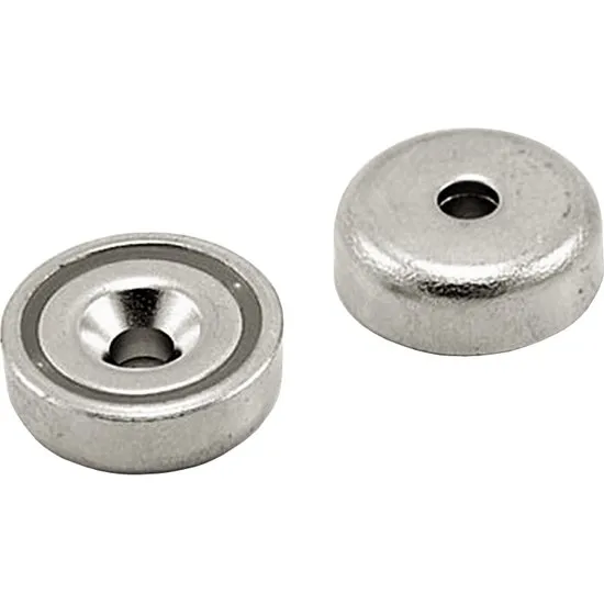 Neodymium Pottemagnet Ø40x8,0 mm med undersænket skruehul Ø5,5 mm