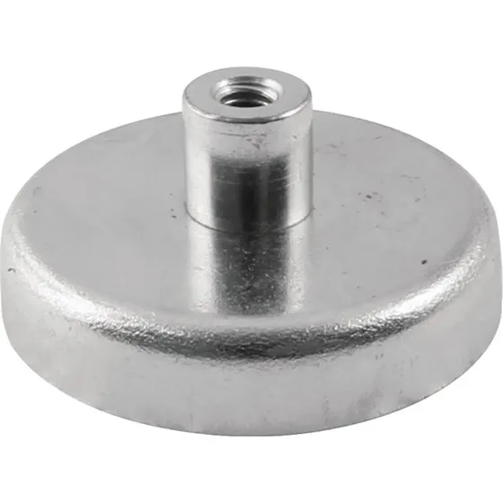 Ferrit pottemagnet Ø80 mm med M10 gevindbøsning (570N)