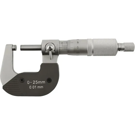 Mikrometerskrue 25-50 mm x 0,01 mm - Matforkromet med hårdmetal