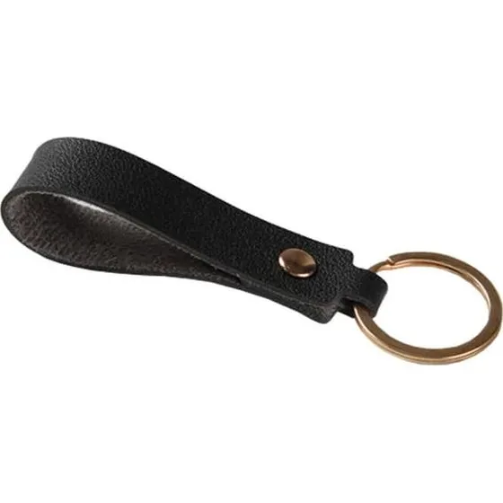Håndlavet Eco Leather Nøglering - Sort & Guld