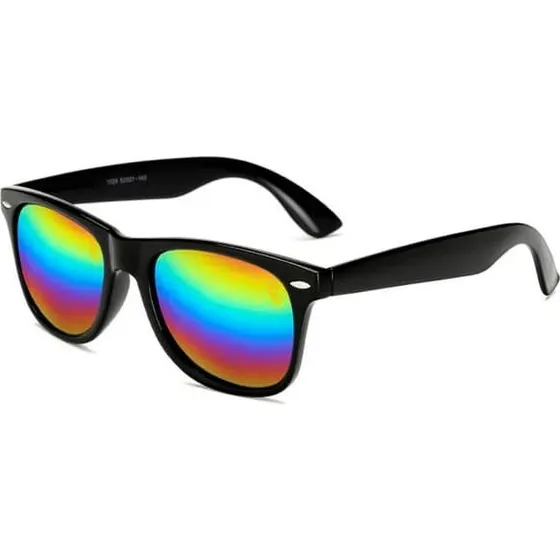 Sort Wayfarer Solbriller med Regnbue Spejlglas