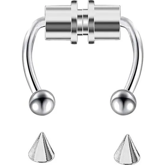 Magnetisk falsk næsering septum piercing i sølv