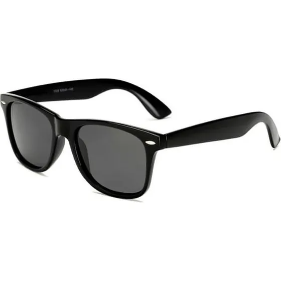 Retro Wayfarer Solbriller - Sort med mørke glas