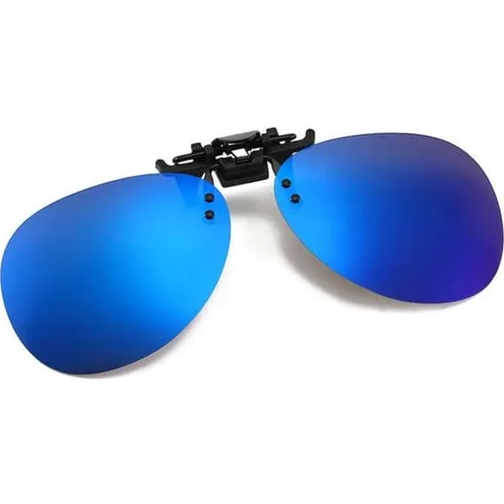Clip-on Aviator Solbriller - Blå Spejlglas