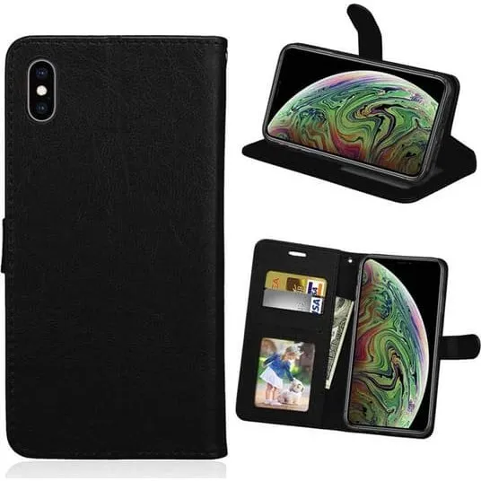 iPhone XS Wallet Case i sort PU-læder